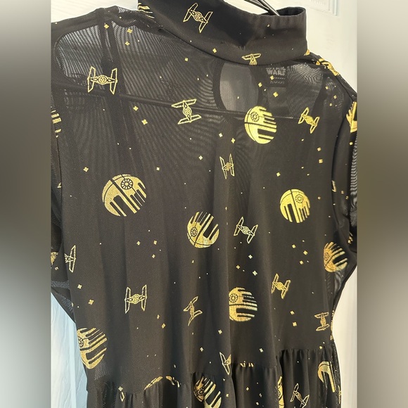 Lucasfilm 50th Anniversary Star Wars Gold & Black Death Star Mock Neck Dress - Picture 3 of 11
